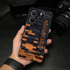 Силиконовый чехол для Xiaomi Redmi Note 14 4G с ремешком-подставкой Деревянная мозаика
