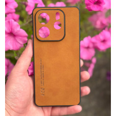 Силиконовый чехол с текстильным покрытием для Xiaomi Redmi Note 14 5G Коричневый