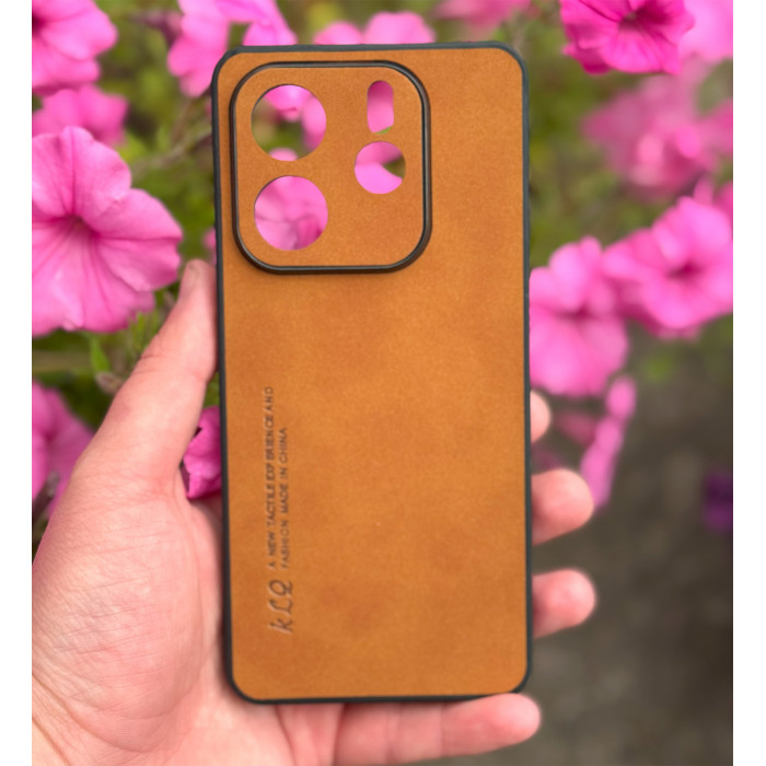Силиконовый чехол с текстильным покрытием для Xiaomi Redmi Note 14 5G Коричневый