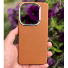 Силиконовый чехол с текстурой кожи для Xiaomi Redmi Note 14 5G Коричневый