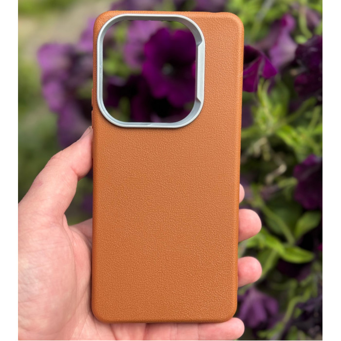 Силиконовый чехол с текстурой кожи для Xiaomi Redmi Note 14 5G Коричневый