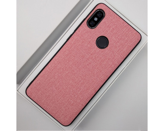 Силиконовый чехол с текстильным покрытием для Xiaomi Redmi S2 Розовый