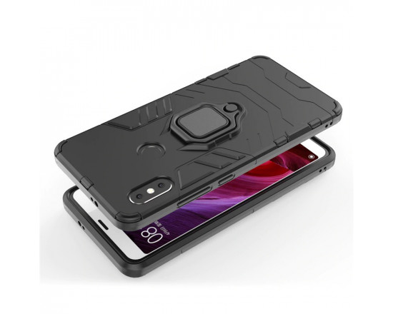 Захисний бампер IronMan для Xiaomi Redmi Note 5 з кільцем-тримачем Чорний