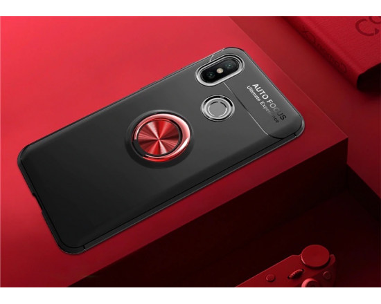 Силиконовый бампер для Xiaomi Mi A2 Lite с кольцом-держателем Красный