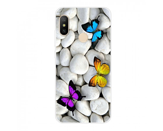 Силиконовый чехол для Xiaomi Mi A2 Lite с картинкой Бабочки на камнях