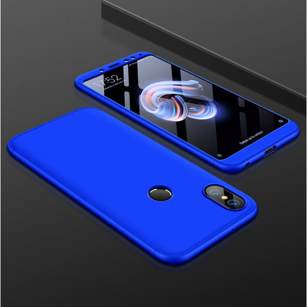 Матовый защитный чехол GKK 360° для Xiaomi Redmi Note 5 Синий