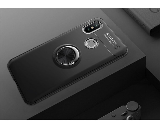 Силіконовий бампер для Xiaomi Redmi Note 6 Pro з кільцем-тримачем Чорний