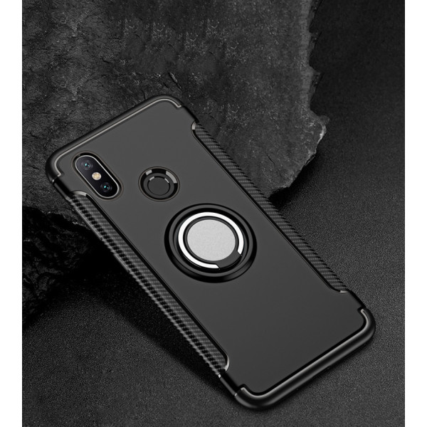 Противоударный бампер для Xiaomi Redmi Note 5 с кольцом-держателем Черный