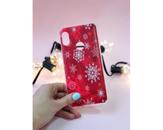 Пластиковий бампер з новорічним малюнком для Xiaomi Redmi Note 5/Pro Сніжинки