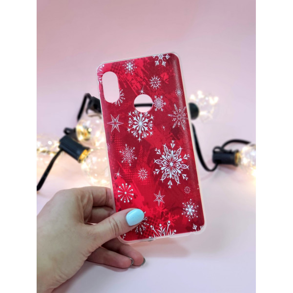 Пластиковий бампер з новорічним малюнком для Xiaomi Redmi Note 5/Pro Сніжинки