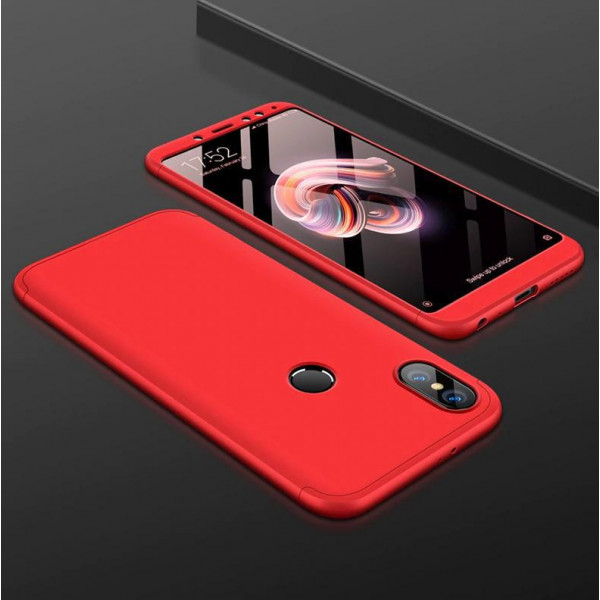 Матовый защитный чехол GKK 360° для Xiaomi Redmi Note 5 Красный