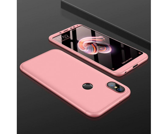 Матовый защитный чехол GKK 360° для Xiaomi Redmi Note 5 Розовый