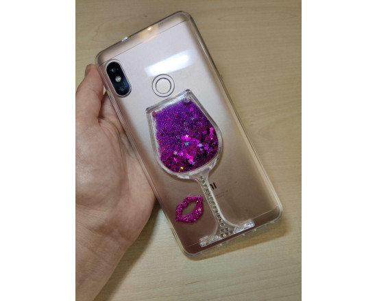 Силіконовий чохол з гліттером Бокал для Xiaomi Mi A2 Lite Фіолетовий