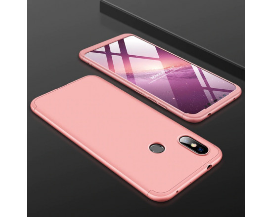 Матовый защитный чехол GKK 360° для Xiaomi Redmi Note 6 Pro Розовый