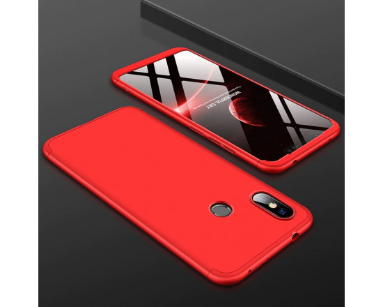 Матовый защитный чехол GKK 360° для Xiaomi Redmi Note 6 Pro Красный