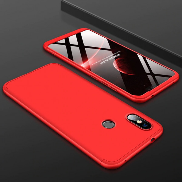 Матовий захисний чохол GKK 360° для Xiaomi Redmi Note 6 Pro Червоний