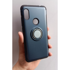 Протиударний бампер для Xiaomi Redmi Note 6 Pro з кільцем-тримачем Сіро-синій