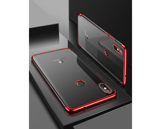 Силиконовый чехол с цветными рамками для Xiaomi Redmi Note 6 Pro Красный 