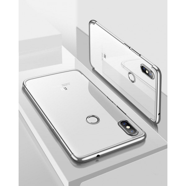 Силіконовий чохол з кольоровими рамками для Xiaomi Redmi Note 6 Pro Сріблястий