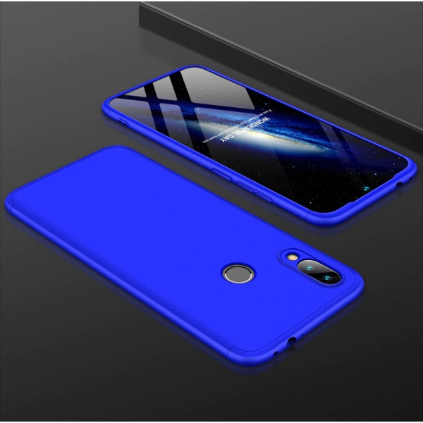 Матовый защитный чехол GKK 360° для Xiaomi Redmi Note 7 Синий