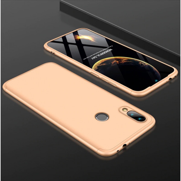 Матовый защитный чехол GKK 360° для Xiaomi Redmi Note 7 Золотой
