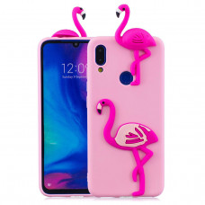 Силиконовый чехол для Xiaomi Redmi Note 7 с 3d-фигуркой - Фламинго