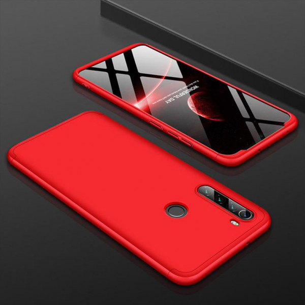 Матовый защитный чехол GKK 360° для Xiaomi Redmi Note 8 Красный