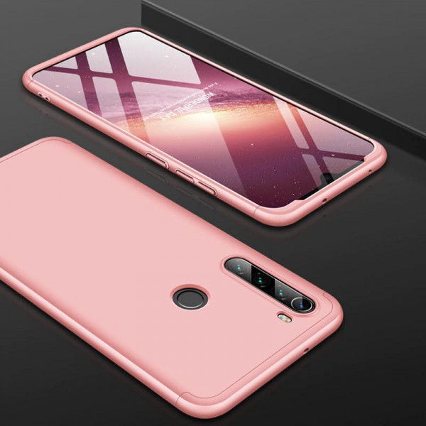 Матовый защитный чехол GKK 360° для Xiaomi Redmi Note 8 Розовый