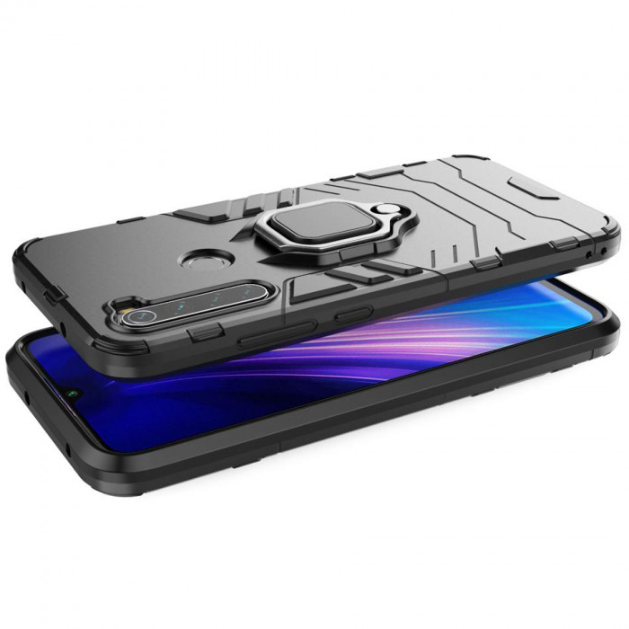 Защитный бампер IronMan для Xiaomi Redmi Note 8T с кольцом-держателем Черный