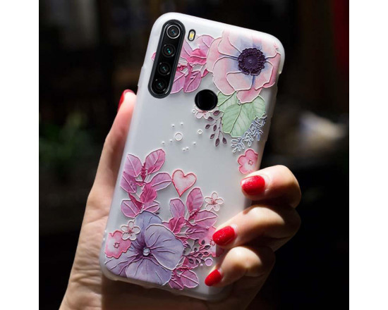 Рельєфний силіконовий чохол для Xiaomi Redmi Note 8 з картинкою Квіткова композиція