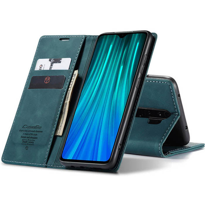 Чехол-книжка CaseMe из нубука для Xiaomi Redmi Note 8 Pro Бирюзовый