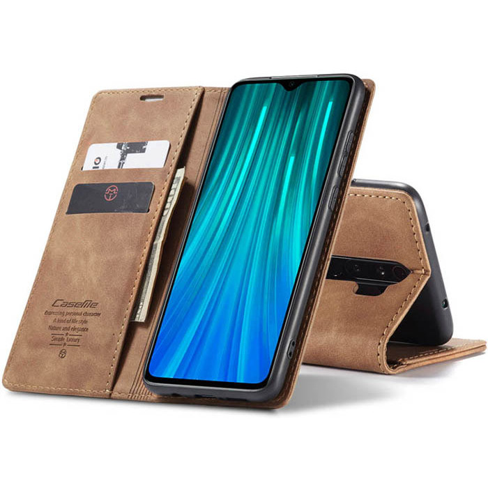 Чехол-книжка CaseMe из нубука для Xiaomi Redmi Note 8 Pro Светло-коричневый