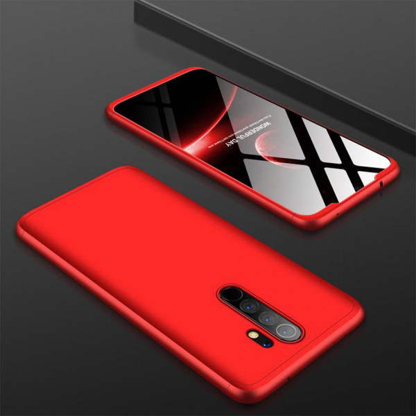 Матовый защитный чехол GKK 360° для Xiaomi Redmi Note 8 Pro Красный