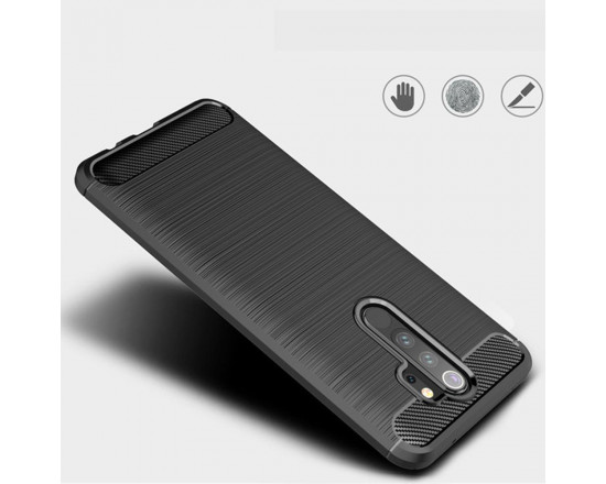 Силиконовый бампер Ipaky с карбоновыми вставками для Xiaomi Redmi 9 - Чёрный