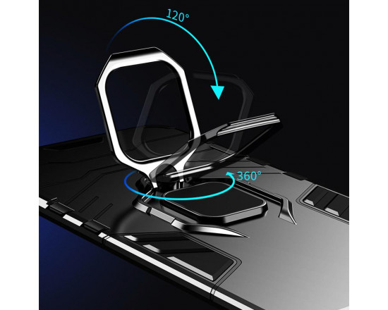 Защитный бампер IronMan для Xiaomi Redmi Note 8 Pro с кольцом-держателем Черный