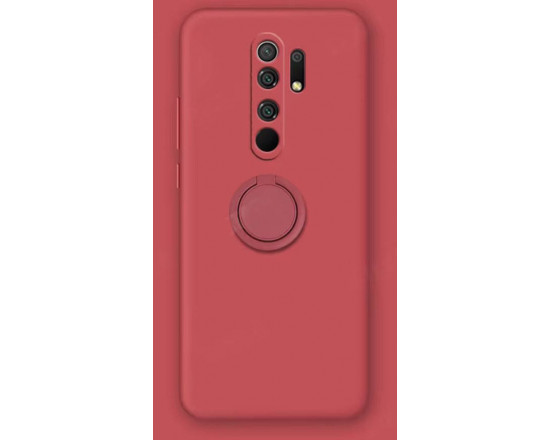 Силіконовий чохол Soft Touch з кільцем-тримачем для Xiaomi Redmi Note 8 Pro Малиновий