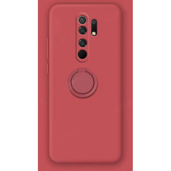 Силиконовый чехол Soft Touch с кольцом-держателем для Xiaomi Redmi Note 8 Pro Малиновый