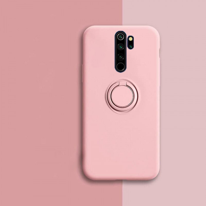 Силиконовый чехол Soft Touch с кольцом-держателем для Xiaomi Redmi Note 8 Pro Розовый