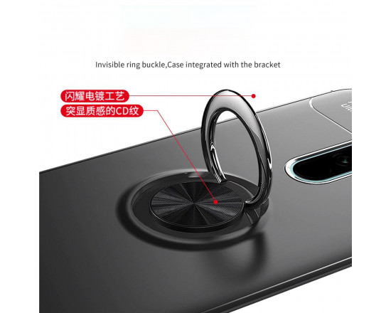 Силиконовый бампер для Xiaomi Redmi Note 8 Pro с кольцом-держателем Чёрный