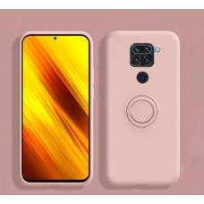 Силіконовий чохол Soft Touch з кільцем-тримачем для Xiaomi Redmi Note 9 Рожевий