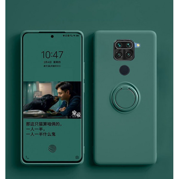 Силіконовий чохол Soft Touch з кільцем-тримачем для Xiaomi Redmi Note 9 Темно-зелений
