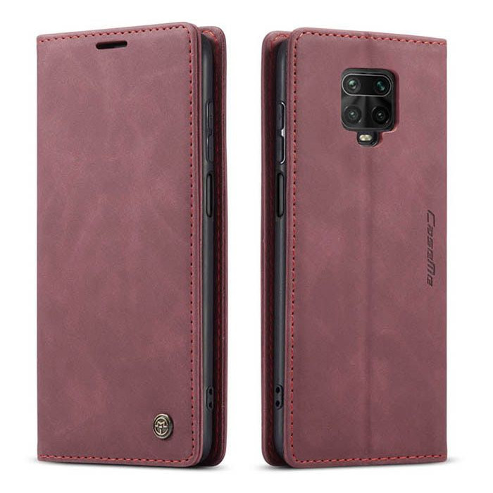 Чехол-книжка CaseMe из нубука для Xiaomi Redmi Note 9s/Pro Бордовый