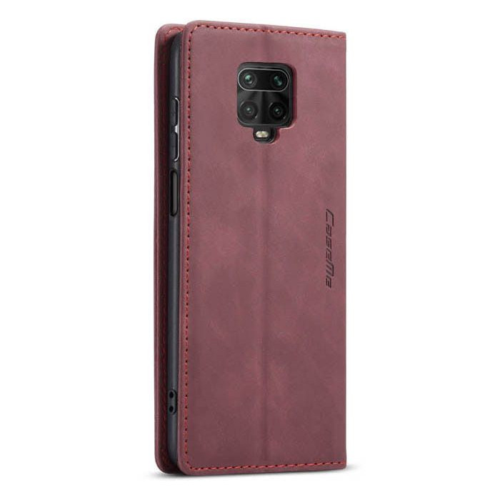 Чехол-книжка CaseMe из нубука для Xiaomi Redmi Note 9s/Pro Бордовый