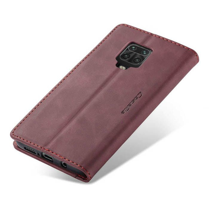 Чехол-книжка CaseMe из нубука для Xiaomi Redmi Note 9s/Pro Бордовый