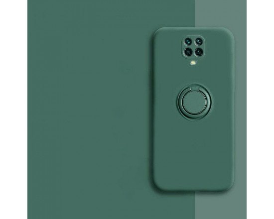 Силиконовый чехол Soft Touch с кольцом-держателем для Xiaomi Redmi Note 9s/Pro Тёмно-зеленый