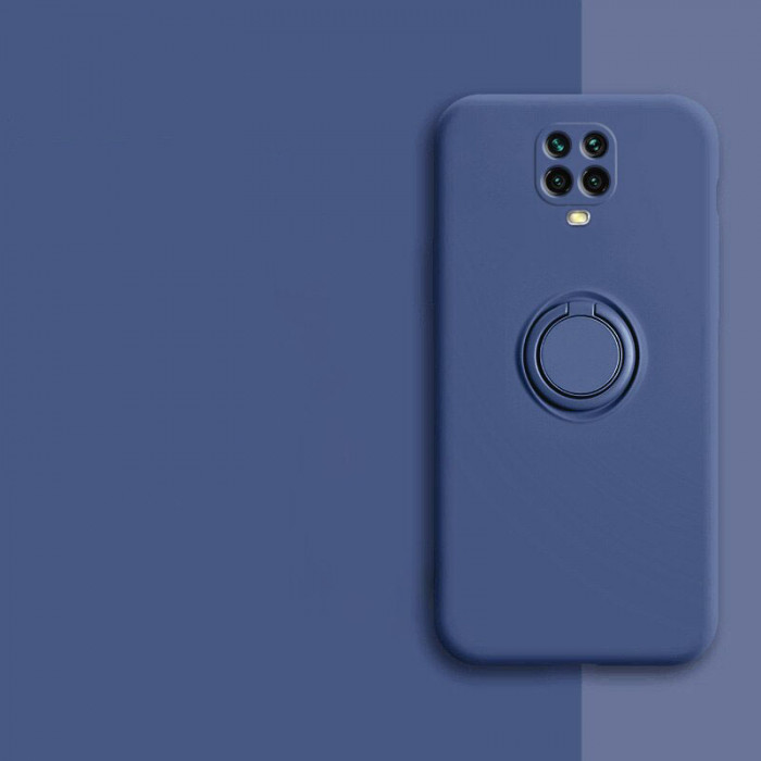 Силиконовый чехол Soft Touch с кольцом-держателем для Xiaomi Redmi Note 9s/Pro Синий