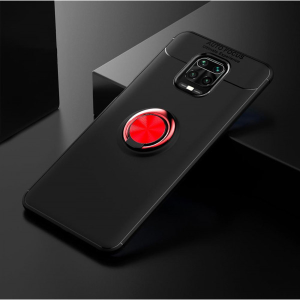 Силиконовый бампер для Xiaomi Redmi Note 9s/Pro с кольцом-держателем Красный