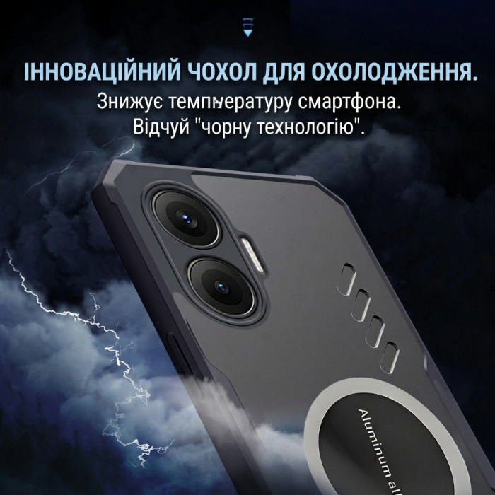 Графеновый прозрачный чехол с теплоотводом и MagSafe для Xiaomi Poco F7 Синий