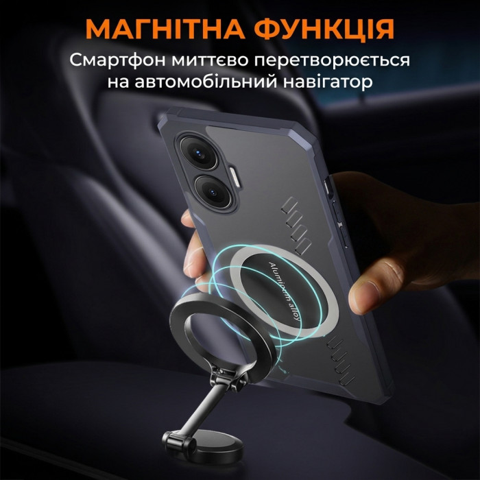 Графеновый прозрачный чехол с теплоотводом и MagSafe для Xiaomi Poco F7 Синий