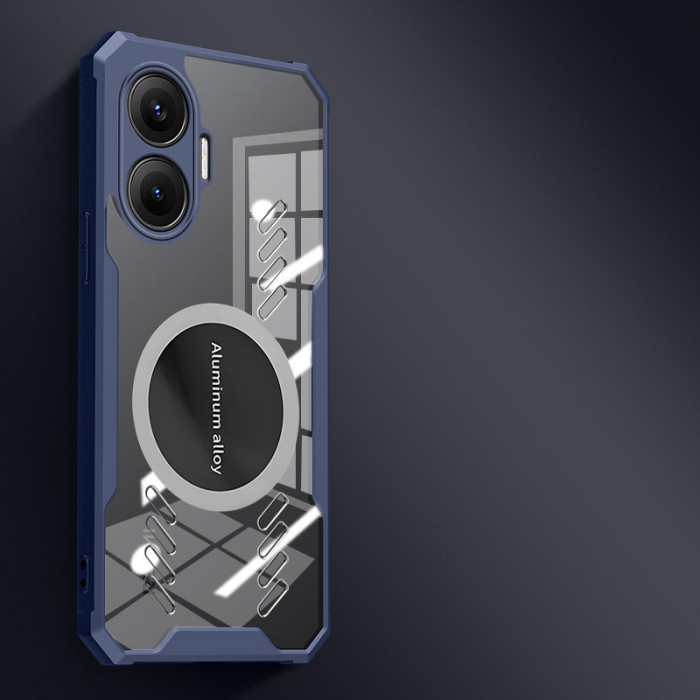 Графеновый прозрачный чехол с теплоотводом и MagSafe для Xiaomi Poco F7 Синий